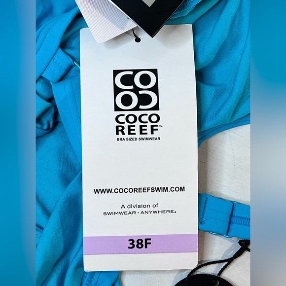 Coco Reef Tankini Costa Brava Ruffle Underwire Top, Teal, Size 38F, NWT - Picture 12 of 14